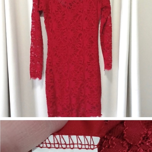 Lulu’s Red Lace Dress - Picture 3 of 3